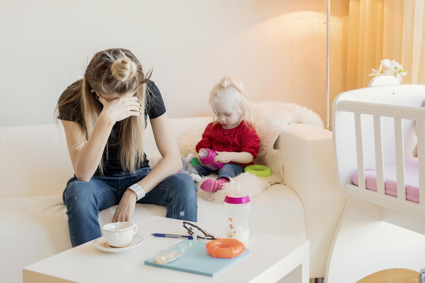 Tired Frustrated Stay At Home Mom With Daughter