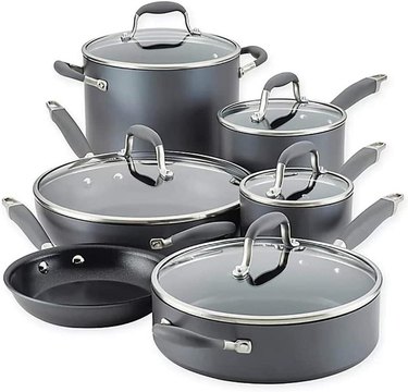 An Anolon Advanced Home Hard-Anodized Aluminum 11-Piece Cookware Set