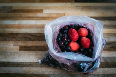 Frozen blueberries and strawberries