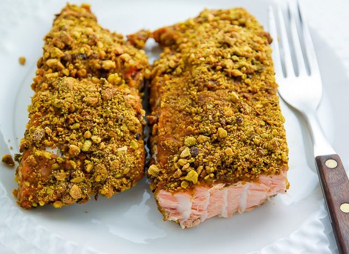 Pistachio crusted salmon