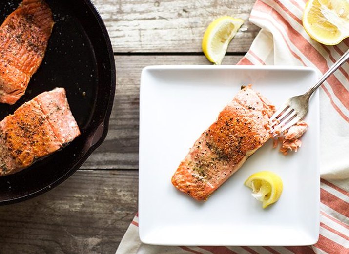 salmon cooked on stove