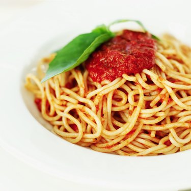 Close-up of a bowl of spaghetti